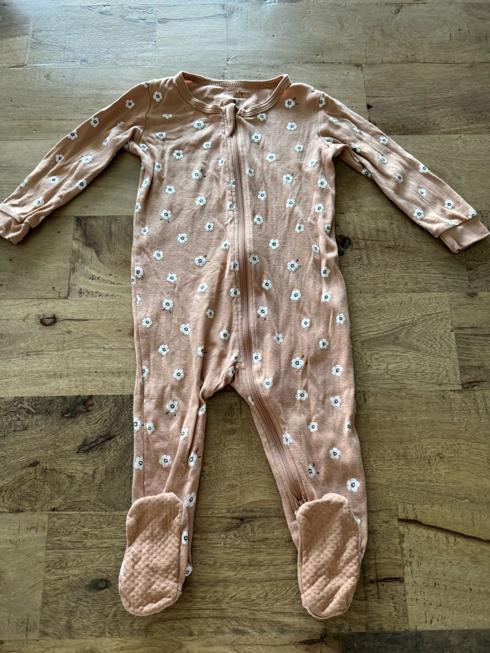 Petit Lem rust brown Floral Zip One-Piece footies pyjama size 12 months